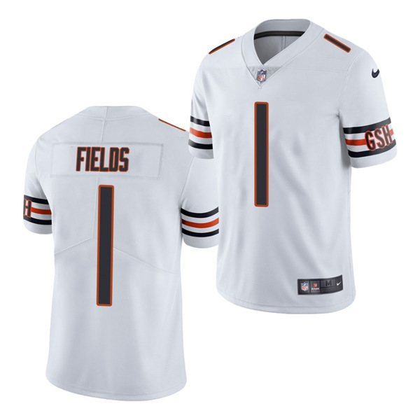 Women's Chicago Bears #1 Justin Fields 2021 NFL Draft White Vapor untouchable Limited Stitched Jersey(Run Small)